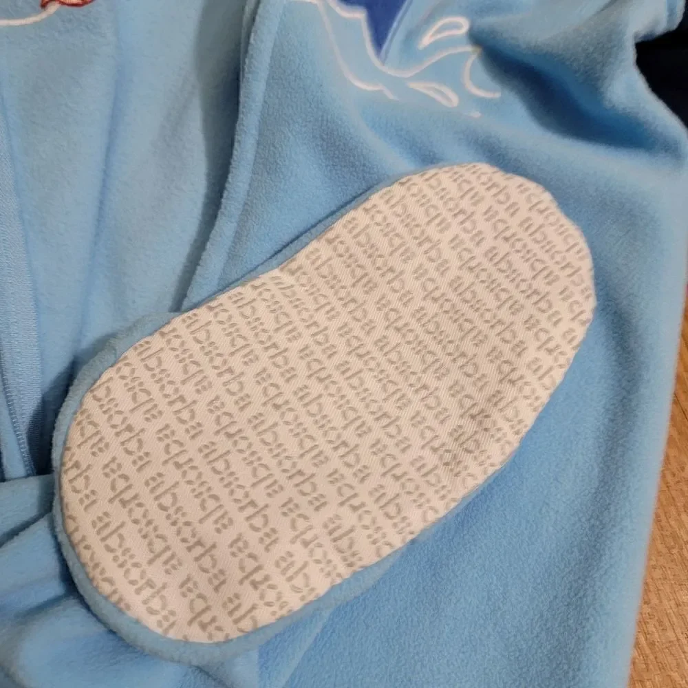 Boys Shark One Piece Pijama With Non Skid Sole Socks Blue Size 5 Years New